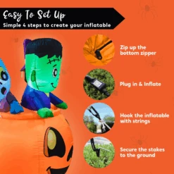 Halloween Tall Three Characters On Pumpkin Inflatable (5 Ft) -Halloween Decorations Store image 7 b367d390 86cc 4786 b048 db8b7bae70b5