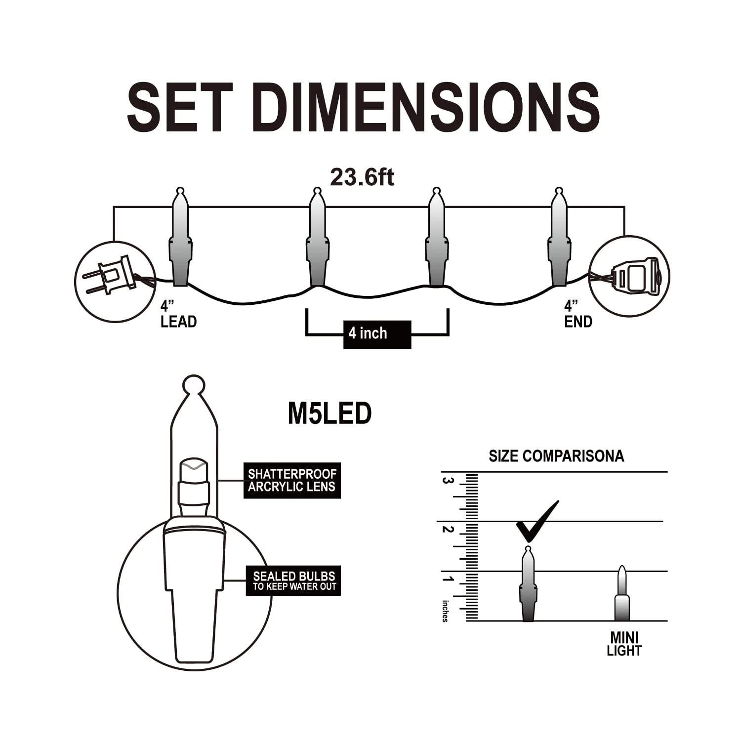 70 Red & Green M5 LED Green Wire String Lights - Image 7
