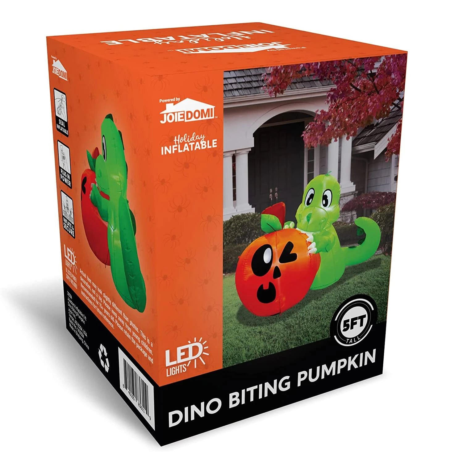 5ft Halloween Dinosaur Sitting On Pumpkin Inflatable - Image 8