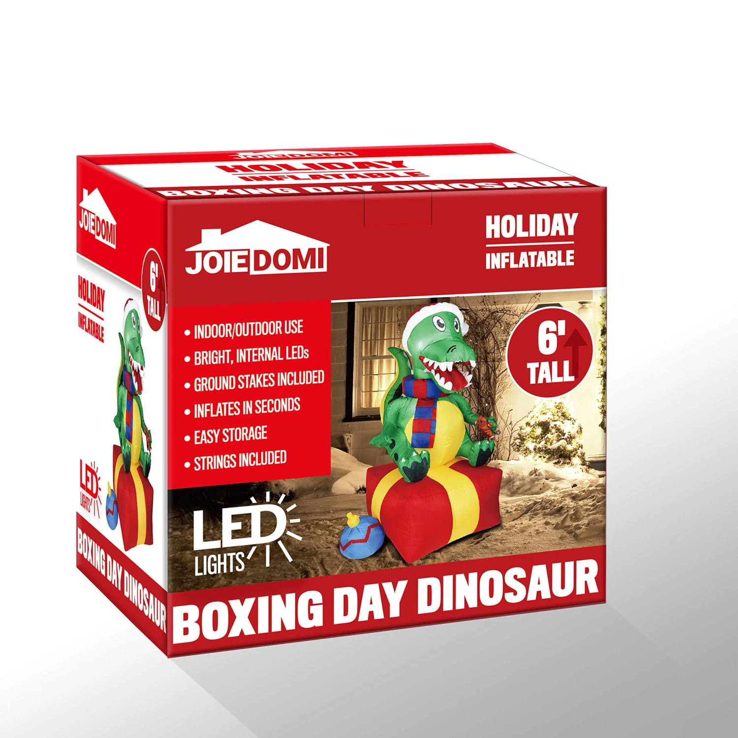 Large Dinosaur Sitting On A Gift Box Inflatable (6 Ft) - Image 8