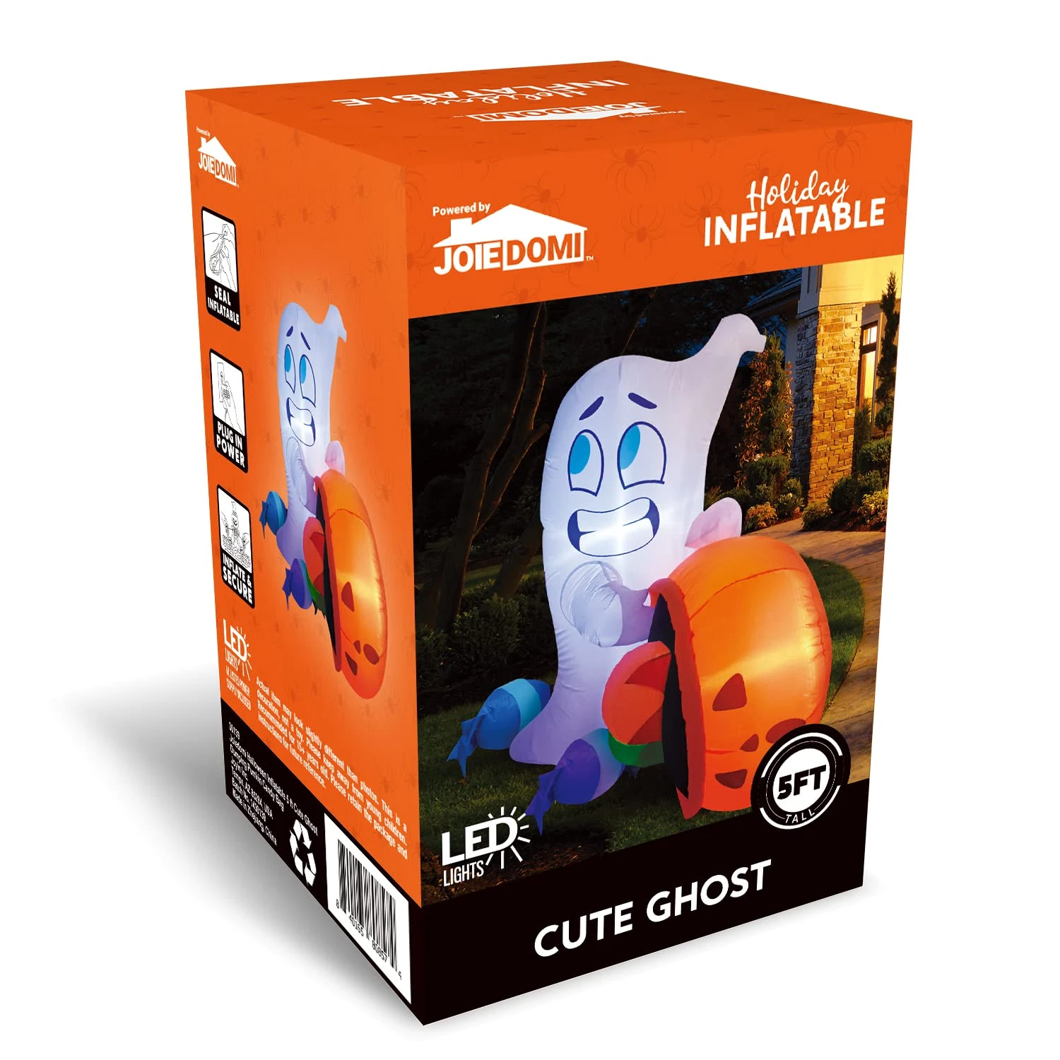 Tall Halloween Cute Ghost Dump Pumpkin Candy Bag Inflatable (5 Ft) 10 Tall Halloween Cute Ghost Dump Pumpkin Candy Bag Inflatable (5 Ft) - Image 8