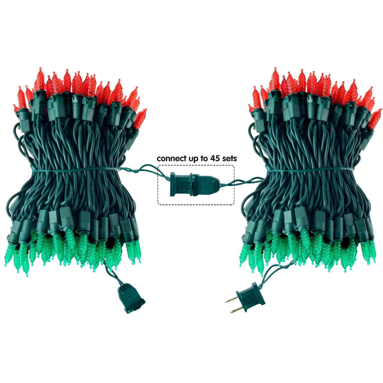 70 Red & Green M5 LED Green Wire String Lights - Image 9